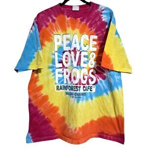 Rainforest Cafe Tie-Dye T-Shirt Peace Love & Frogs MGM Grand Souvenir Las Vegas